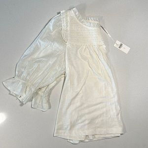 Ivory Gauze Smock Neck Shirt